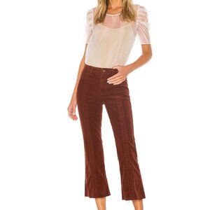 Blue AG Quinne High-Rise Paneled Cropped Flare Jeans